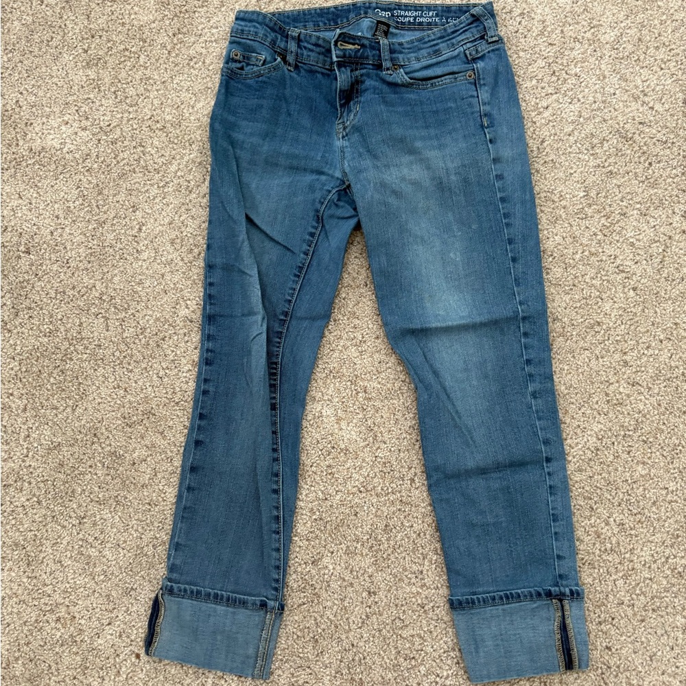 Gap Mid Rise Straight Cuff Jeans Women’s Size 0/25 Ankle Length Medium Indigo - Picture 4 of 7